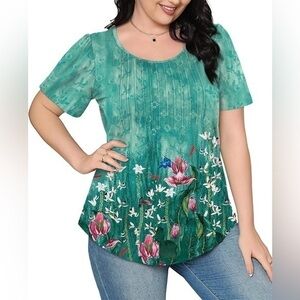 Women's Green Floral Top